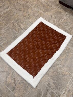 Plush Minky kids blanket - rust with White Border